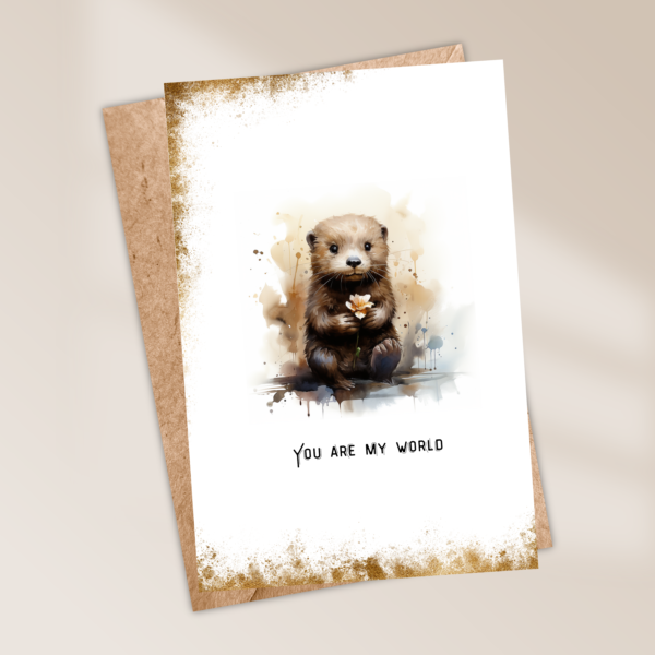 You are my world, otter, valentijnskaart