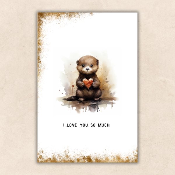 Aandoenlijke Otter Liefde Aquarelkaart