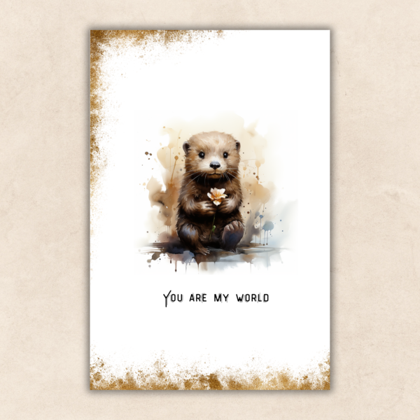 You are my world, otter, valentijnskaart
