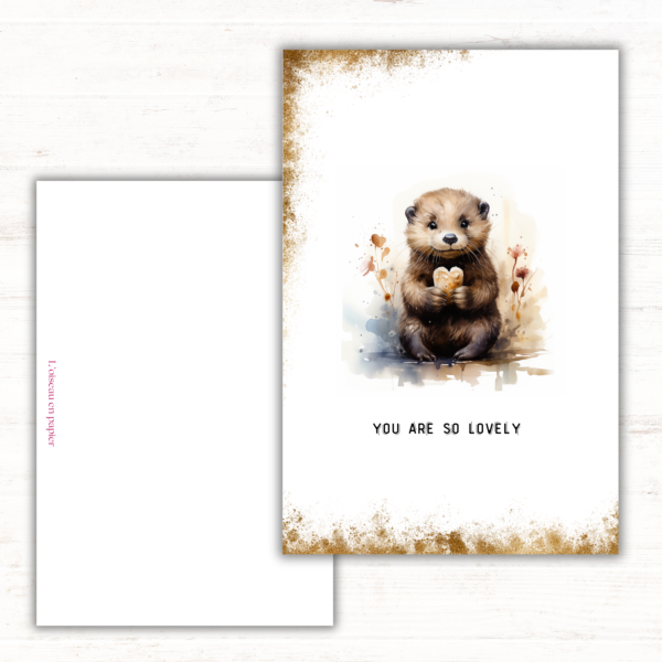 Snoezige Otter Aquarel Waarderingskaart