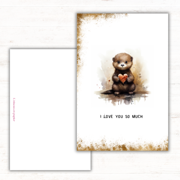 Aandoenlijke Otter Liefde Aquarelkaart